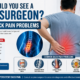 Doctor explaining common back pain problems and when patients should see a spine surgeon for diagnosis and treatment.